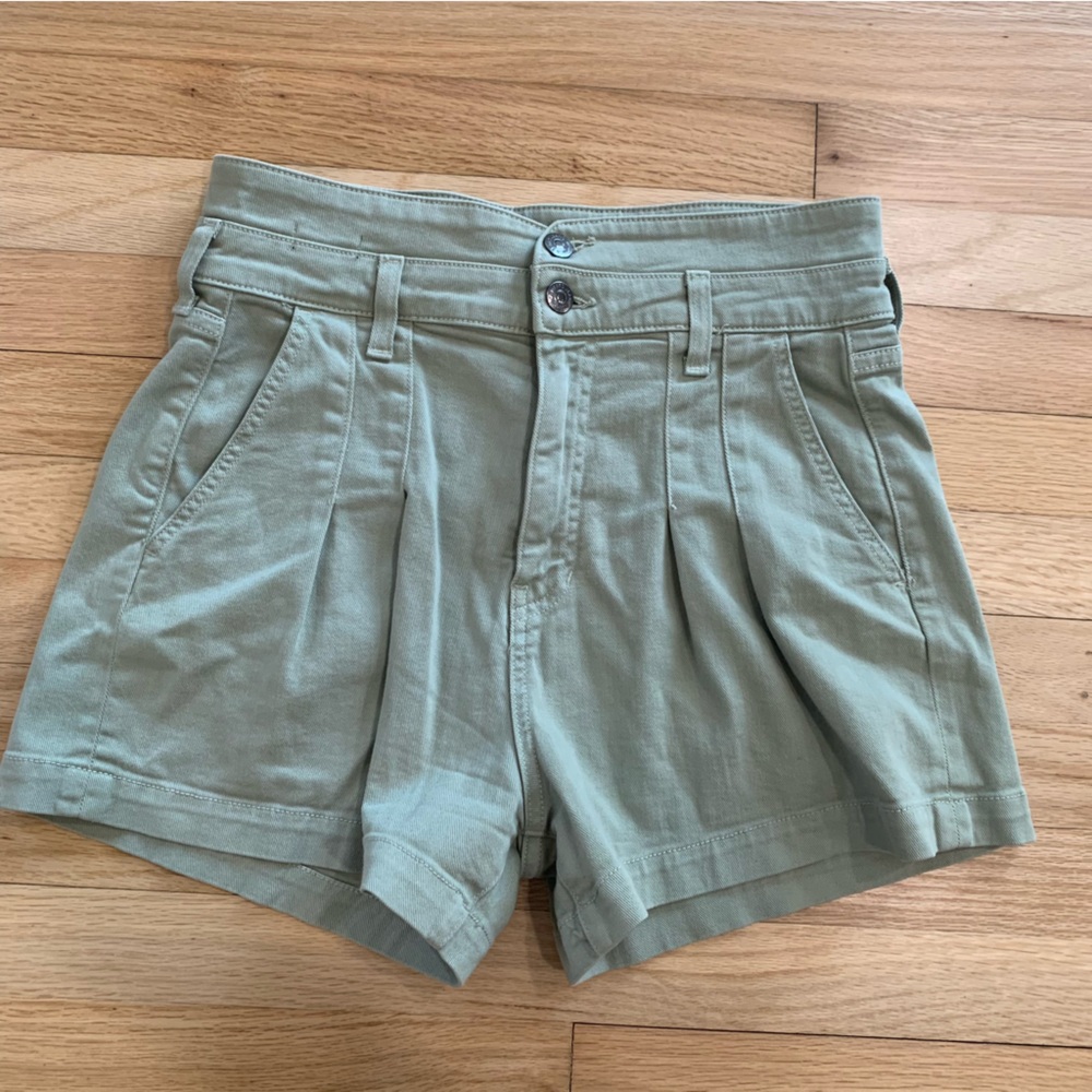 VERONICA BEARD Jaylen High Rise Pleated Green Shorts Casual Size 28 - Picture 2 of 10